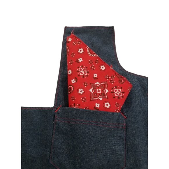 Set of 4 Texas Shaped Placemats Red Bandana Napkins Soft Denim Handcrafted - Picture 7 of 12